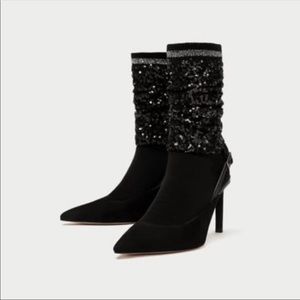 Zara sequin sock heels NWT